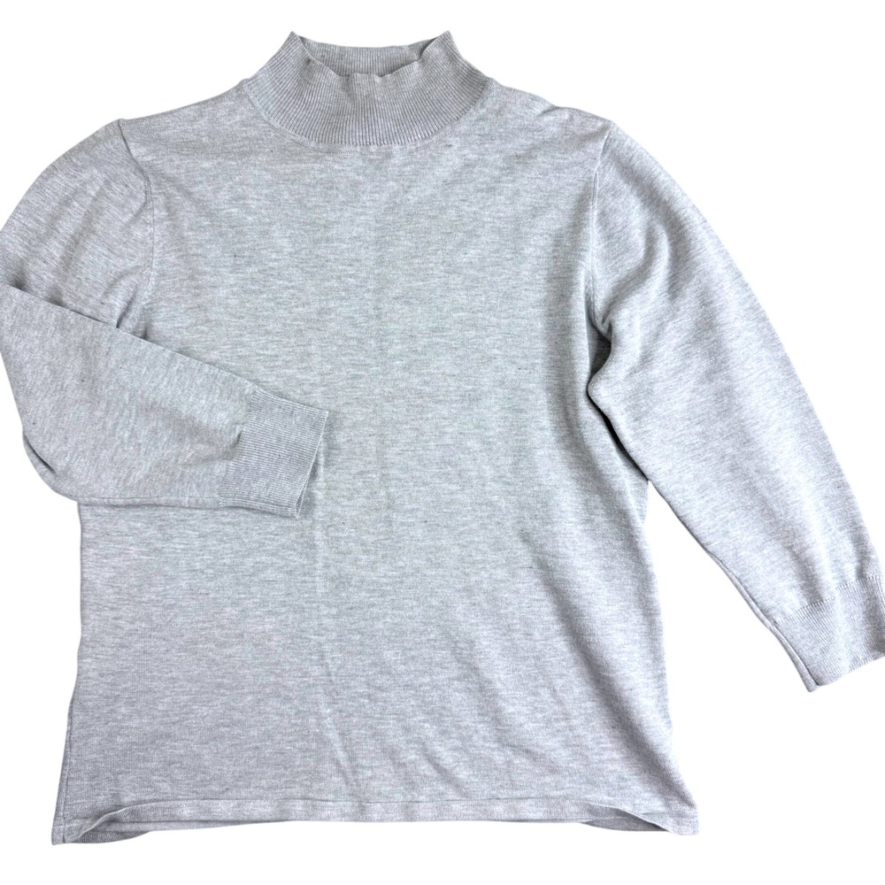 Grace Womens Gray Mock Neck Knit Sweater Size Large Rayon Nylon RN 100581